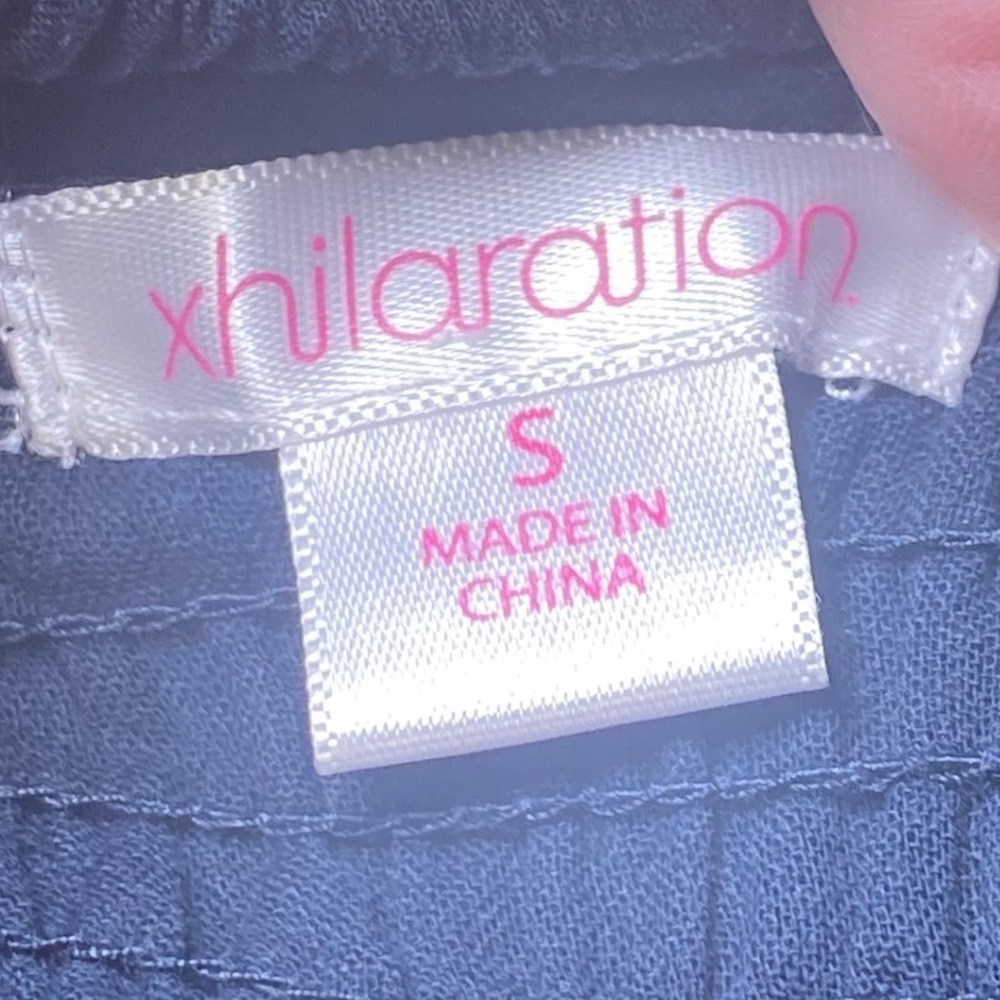 Xhilaration Womens Floral Cotton Sundress Navy Blue Ruffle Spaghetti Strap Small - Picture 7 of 8